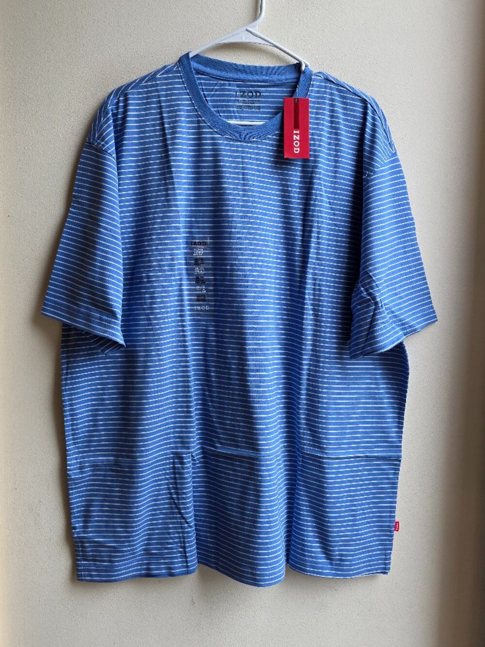 NWT IZOD Blue/White Striped Crew Neck Short Sleeve Jersey Big & Tall Size 2X